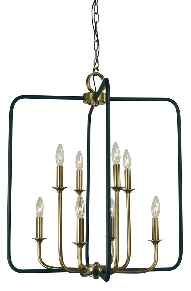 8-Light Polished Nickel/Matte Black Boulevard Chandelier