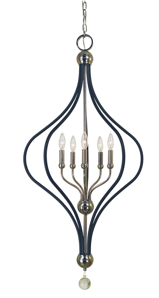 5-Light Polished Nickel/Matte Black Boulevard Chandelier