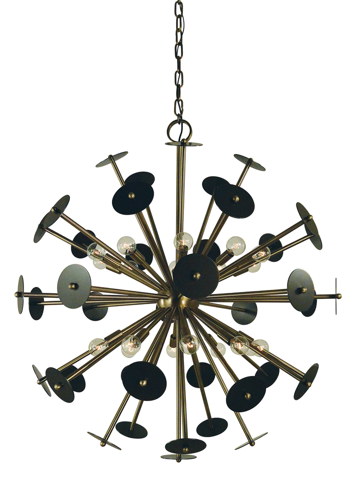 20-Light Polished Brass/Satin Brass Apogee Chandelier