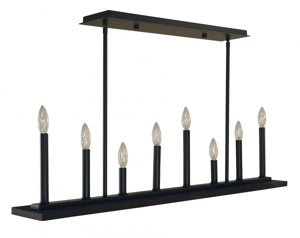 8-Light Matte Black Industria Island Chandelier