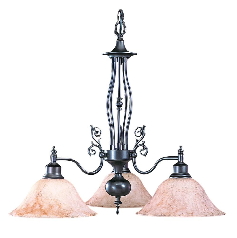 3-Light Mahogany Bronze Black Forest Dinette Chandelier