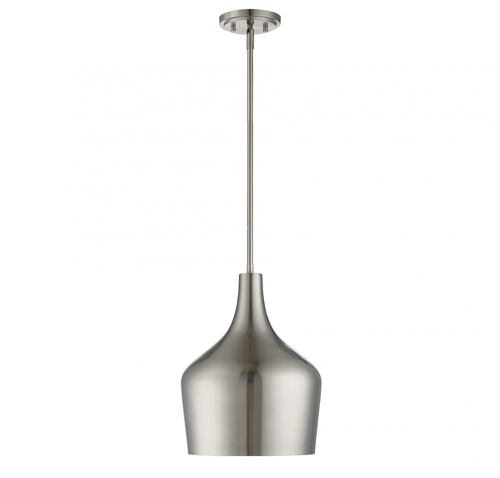 1-Light Pendant in Brushed Nickel