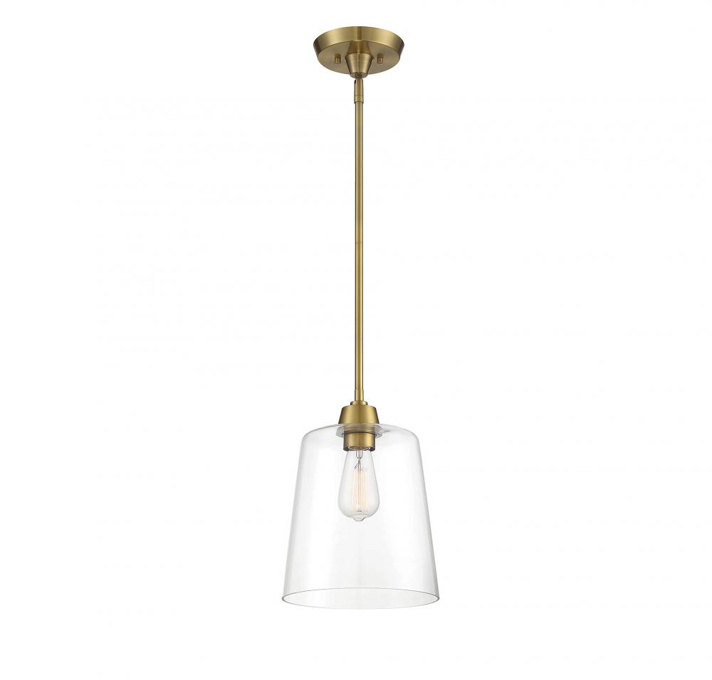 1-Light Pendant in Natural Brass