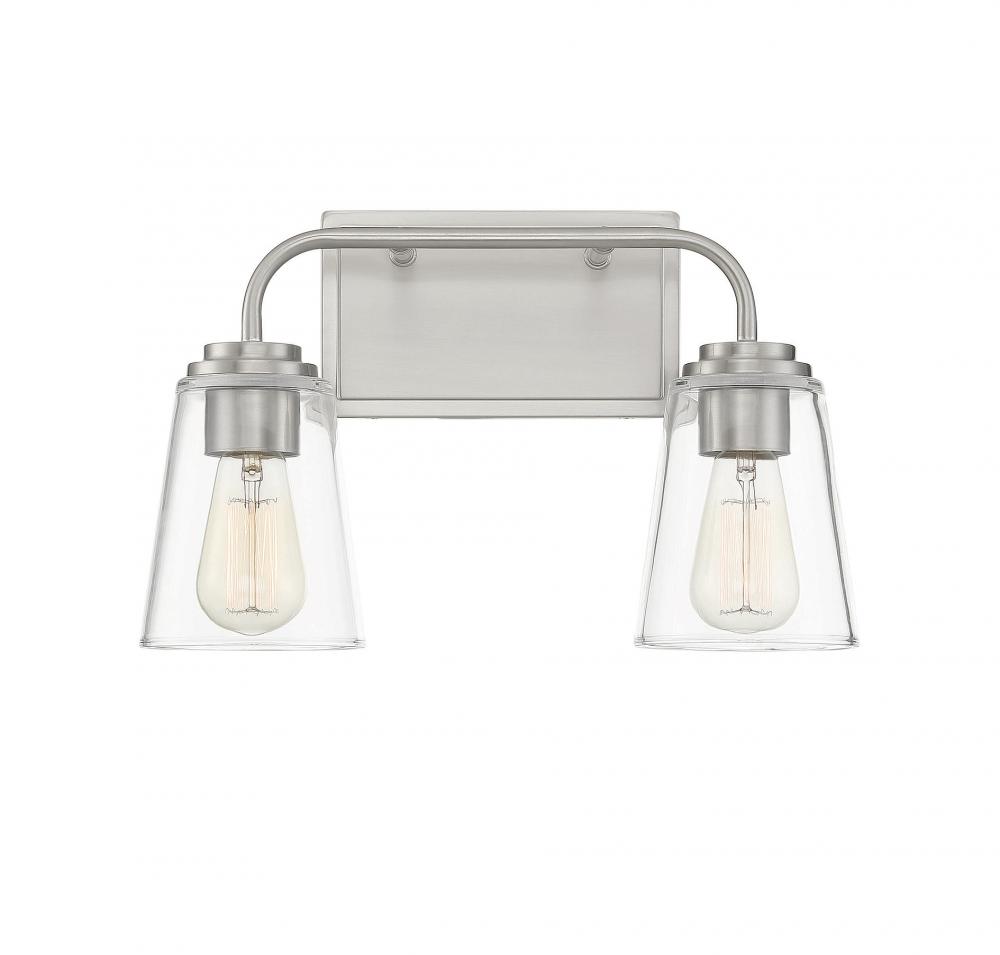 2-Light Bathroom Vanity Light in Brushed Nickel