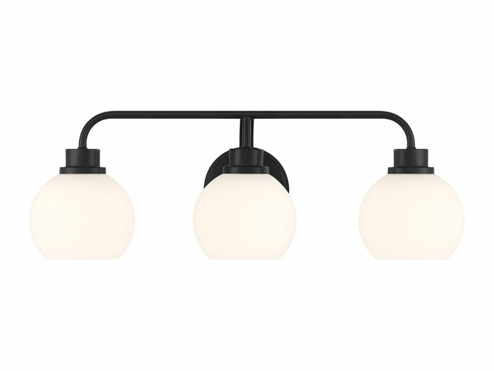 3-Light Bathroom Vanity Light in Matte Black