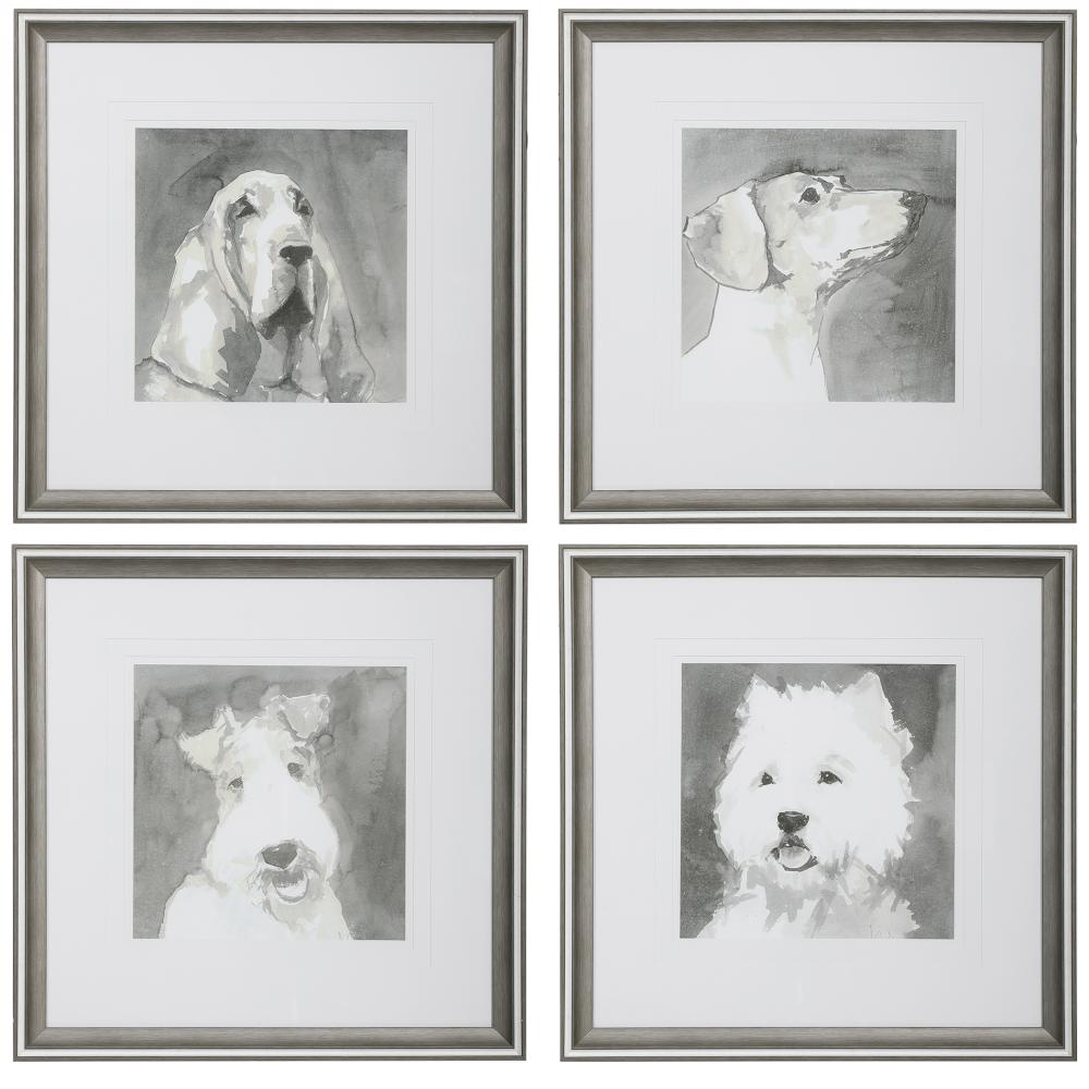 Uttermost Modern Dogs Framed Prints, S/4