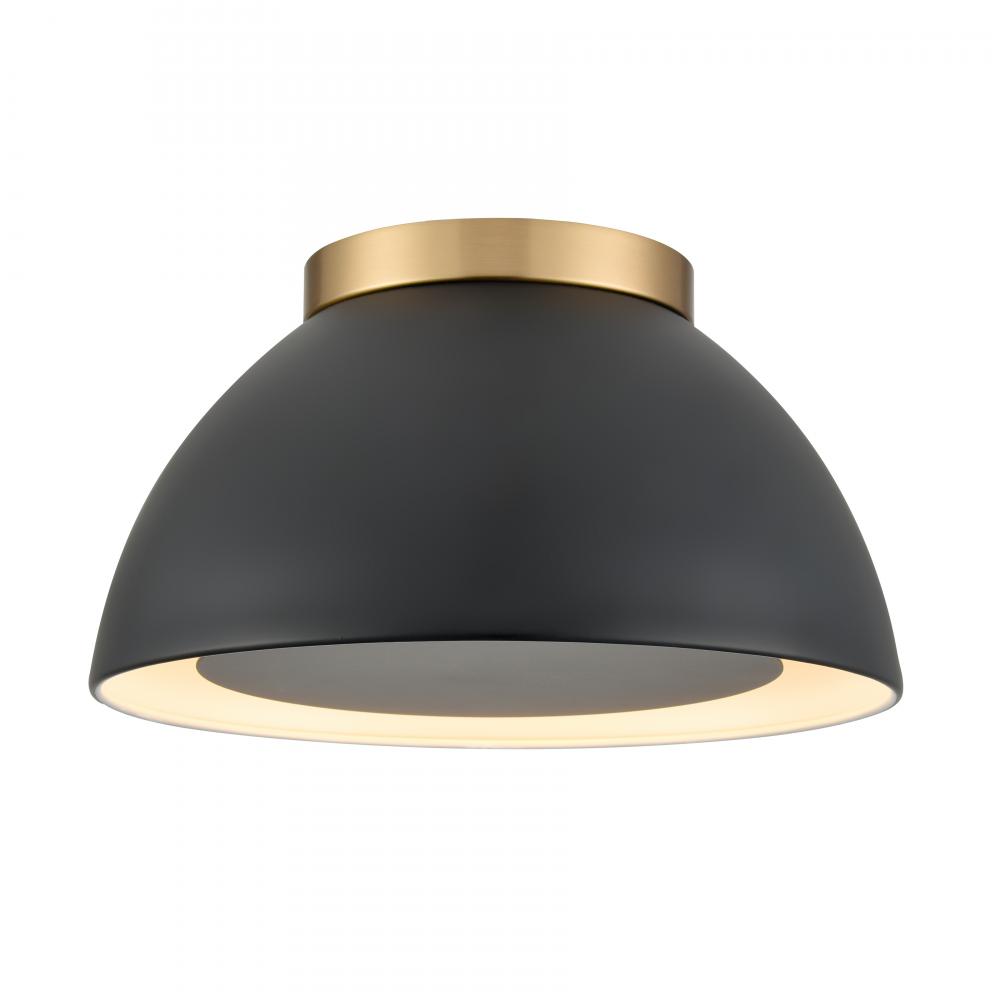 Pelham 10&#39;&#39; Wide 2-Light Flush Mount - Satin Brass with Matte Black