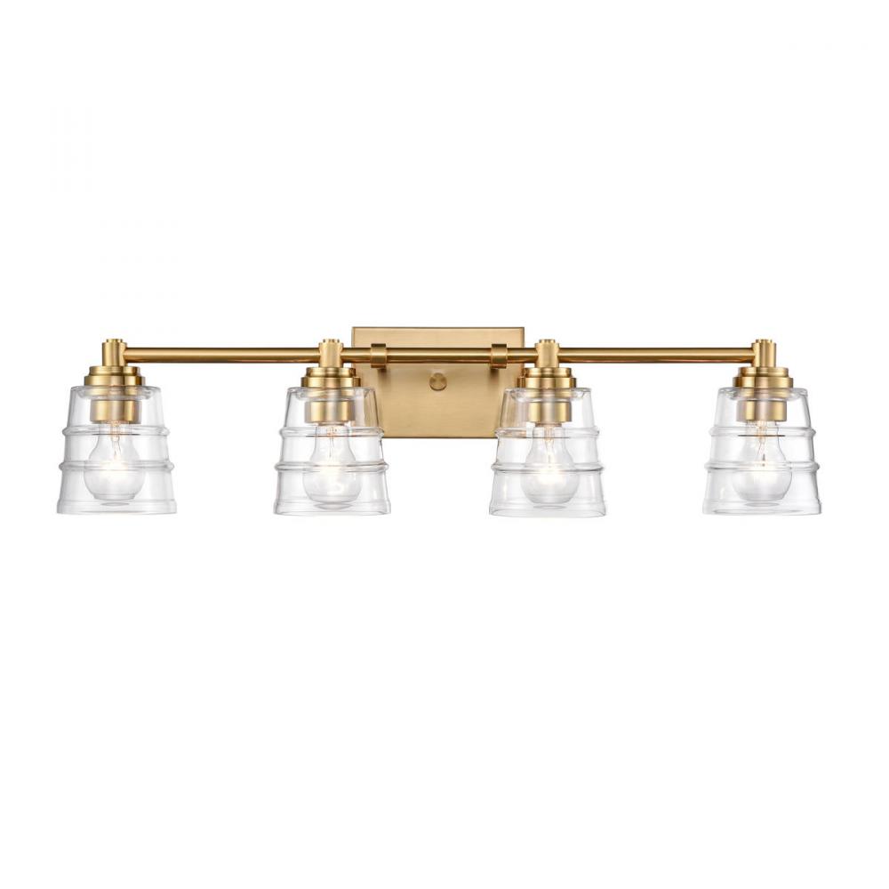 Pulsate 30.25&#39;&#39; Wide 4-Light Vanity Light - Satin Brass