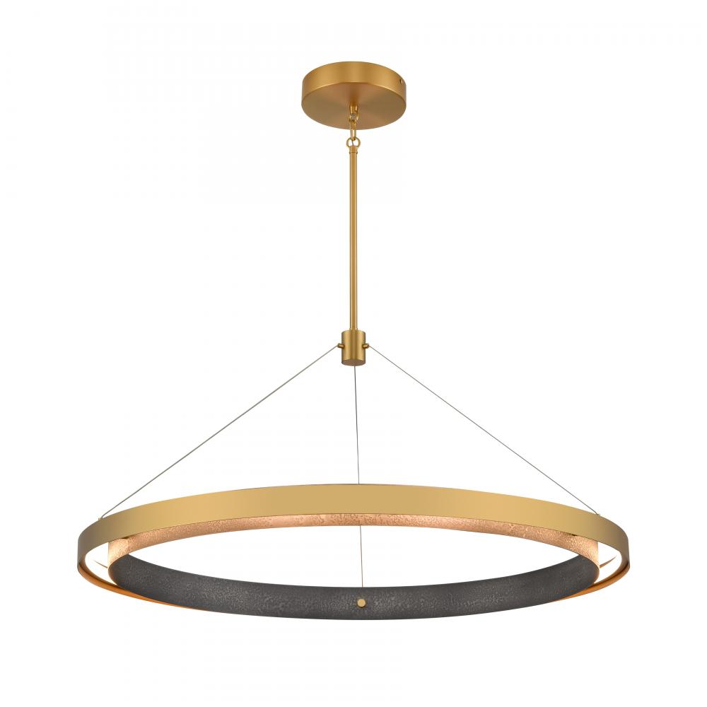 Fagan 33.5&#39;&#39; Wide Integrated LED Pendant - Brushed Brass with Forged Iron