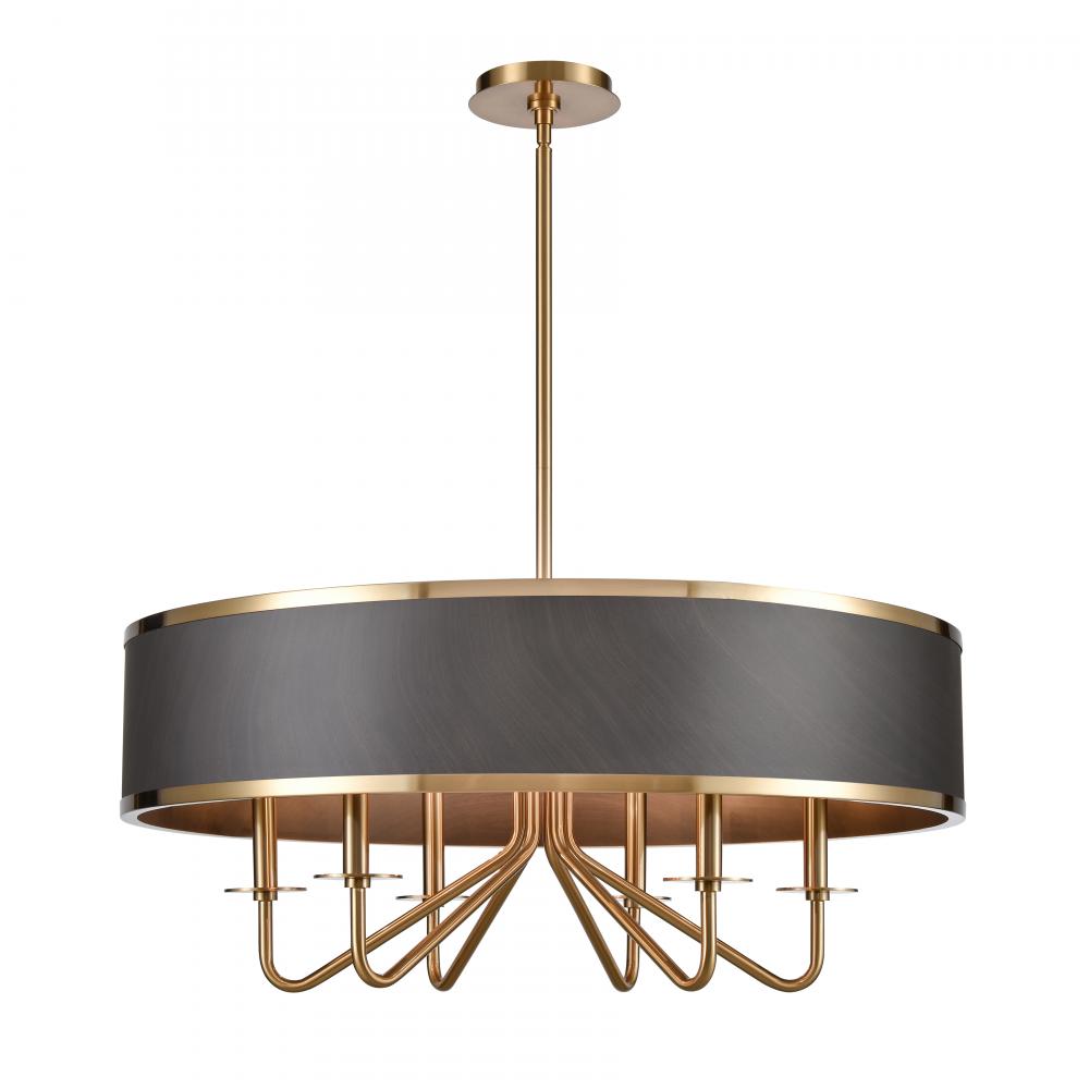 Engel 30&#39;&#39; Wide 6-Light Chandelier - Satin Brass with Ebony