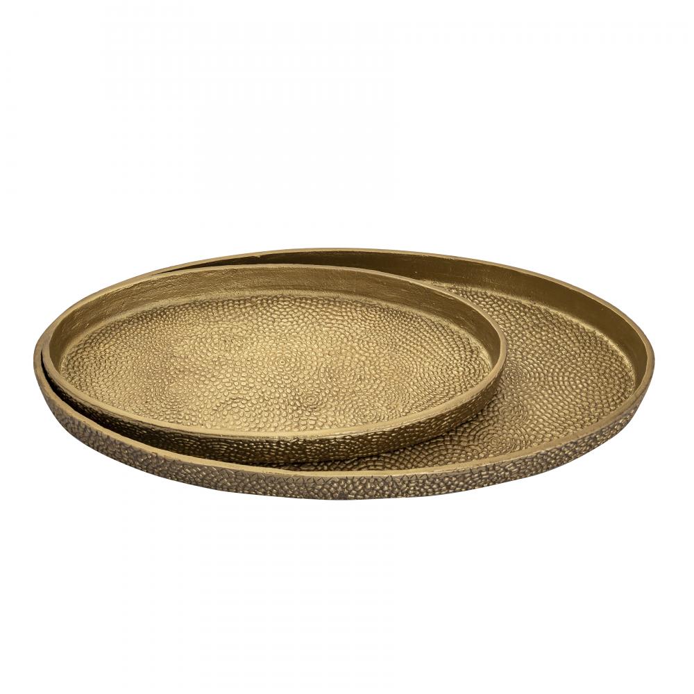 Oval Pebble Tray - Set of 2 Brass