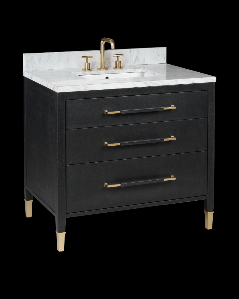 Verona 36&#34; Black Linen Vanity with Rectangular Undermount Sink