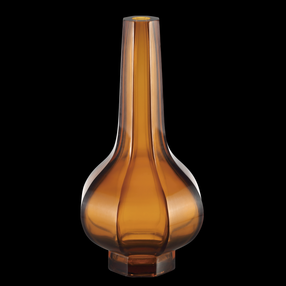 Amber & Gold Peking Stem Vase